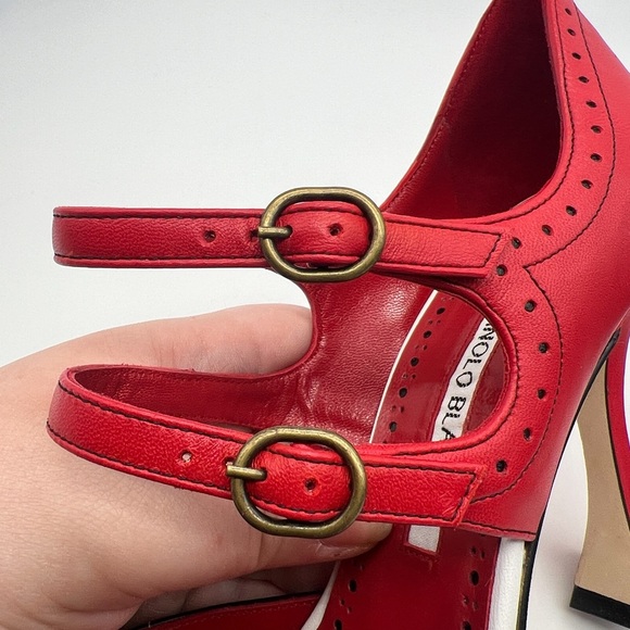 Manolo Blahnik Monzubo Bicolored Mary Jane Pumps - Picture 11 of 14